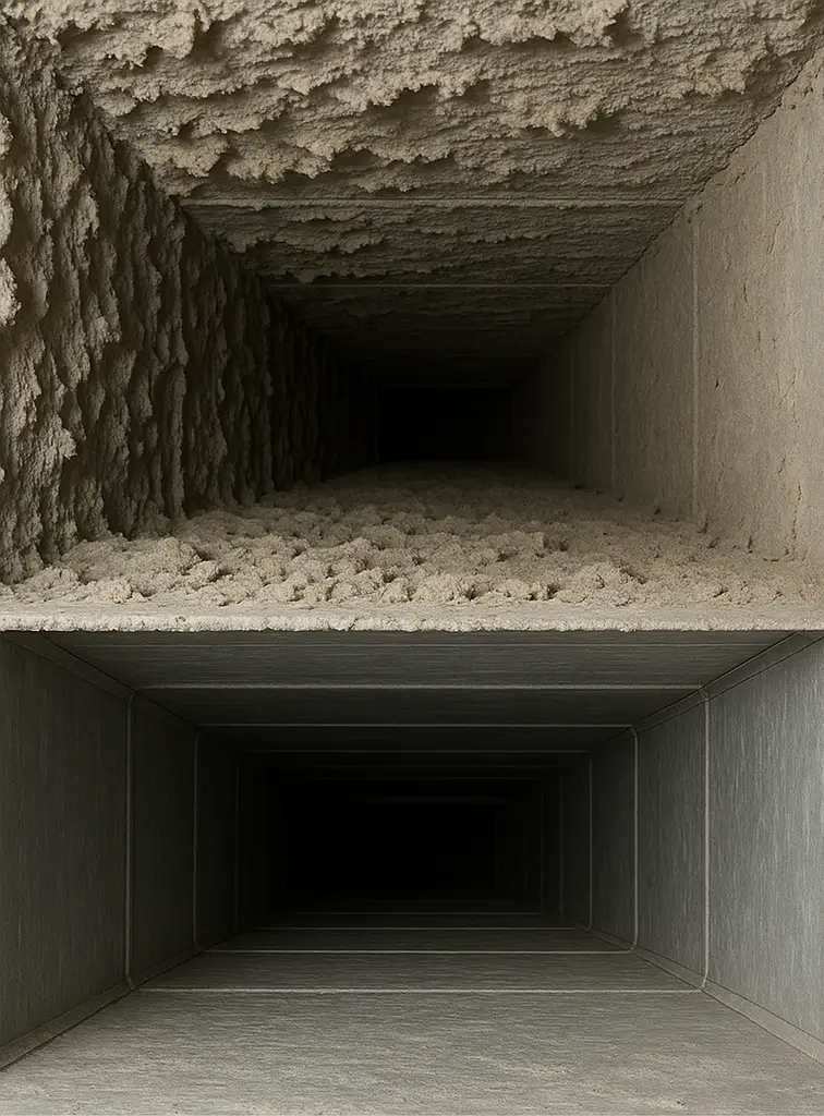 Before and after duct cleaning in Santa Fe Texas