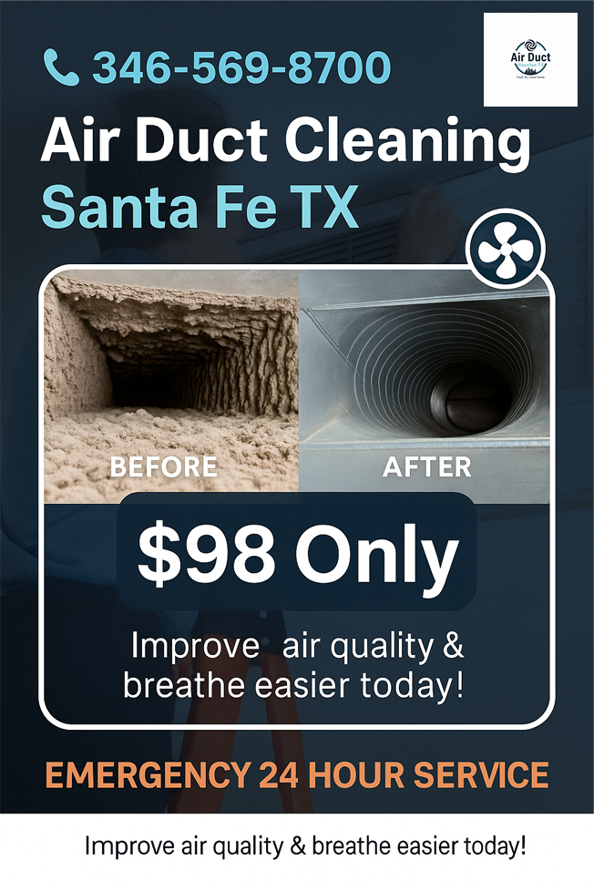   $98 only  air duct cleaning coupon from Santa Fe TX       Air ducts Cleaning  for professional home vent service